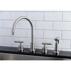 Clearance Manhattan 8-Inch Widespread Kitchen Faucet with Brass Sprayer Widespread Kitchen Faucets|Faucets With Side Spray