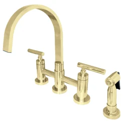Sale Manhattan Two-Handle Kitchen Faucet with Brass Side Sprayer Faucets With Side Spray|Bridge Faucets