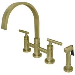 Sale Manhattan Two-Handle Kitchen Faucet with Brass Side Sprayer Faucets With Side Spray|Bridge Faucets