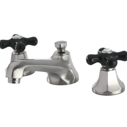 Clearance Metropolitan Onyx Widespread Lavatory Faucet with Black Porcelain Cross Handle 8