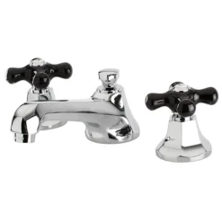 Clearance Metropolitan Onyx Widespread Lavatory Faucet with Black Porcelain Cross Handle 8