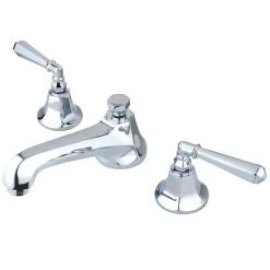 Metropolitan Two Handle Deck Mount 8" to 16" Widespread Lavatory Faucet with Brass Pop-up 8" Widespread
