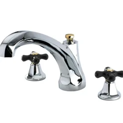 Hot Metropolitan Onyx Traditional Roman Tub Filler with Black Porcelain Cross Handle Tub Faucets