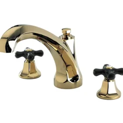 Hot Metropolitan Onyx Traditional Roman Tub Filler with Black Porcelain Cross Handle Tub Faucets
