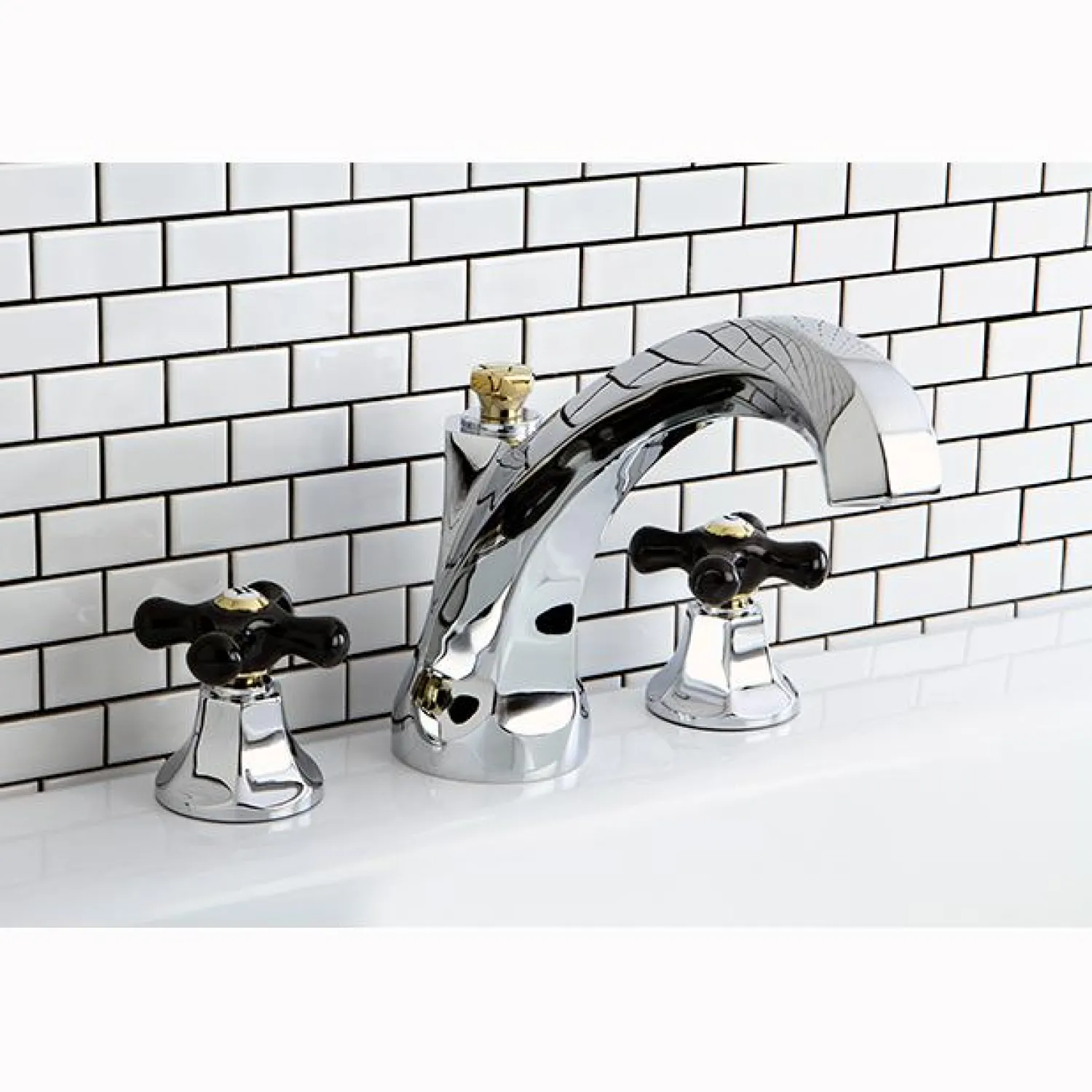Hot Metropolitan Onyx Traditional Roman Tub Filler with Black Porcelain Cross Handle Tub Faucets