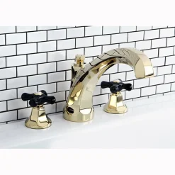 Hot Metropolitan Onyx Traditional Roman Tub Filler with Black Porcelain Cross Handle Tub Faucets