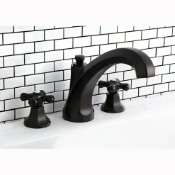 Hot Metropolitan Onyx Traditional Roman Tub Filler with Black Porcelain Cross Handle Tub Faucets