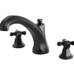 Hot Metropolitan Onyx Traditional Roman Tub Filler with Black Porcelain Cross Handle Tub Faucets
