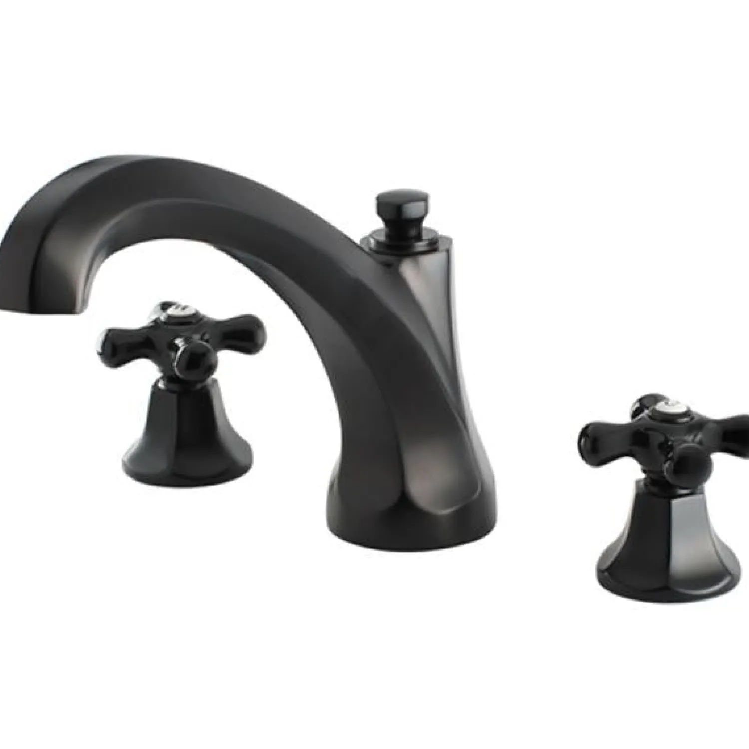 Hot Metropolitan Onyx Traditional Roman Tub Filler with Black Porcelain Cross Handle Tub Faucets