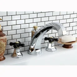 Hot Metropolitan Onyx Traditional Roman Tub Filler with Black Porcelain Cross Handle Tub Faucets