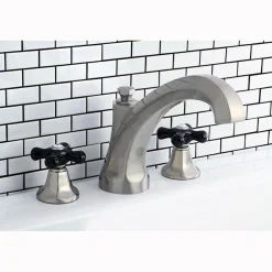Hot Metropolitan Onyx Traditional Roman Tub Filler with Black Porcelain Cross Handle Tub Faucets