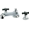 Sale Metropolitan Onyx Roman Tub Filler with Black Porcelain Cross Handle Tub Faucets