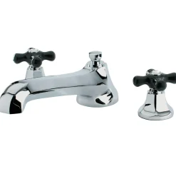 Sale Metropolitan Onyx Roman Tub Filler with Black Porcelain Cross Handle Tub Faucets