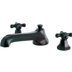 Sale Metropolitan Onyx Roman Tub Filler with Black Porcelain Cross Handle Tub Faucets