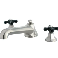 Sale Metropolitan Onyx Roman Tub Filler with Black Porcelain Cross Handle Tub Faucets