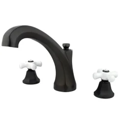 Metropolitan Roman Tub Filler with Porcelain Cross Handles Tub Faucets