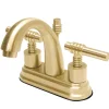 Milano Two Handle 4" Centerset Solid Brass Lavatory Faucet with Brass Pop-up 4" Center Set