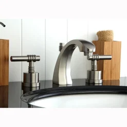 Milano Two Handle Deck Mount 8" to 16" Widespread Lavatory Faucet with Brass Pop-up 8" Widespread