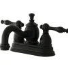 Naples 4" Centerset Lavatory Faucet with Metal Lever Handle and Heritage Spout 4" Center Set