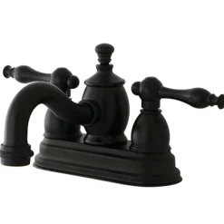 Naples 4" Centerset Lavatory Faucet with Metal Lever Handle and Heritage Spout 4" Center Set