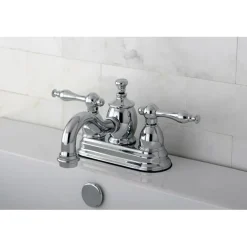 Naples 4" Centerset Lavatory Faucet with Metal Lever Handle and Heritage Spout 4" Center Set