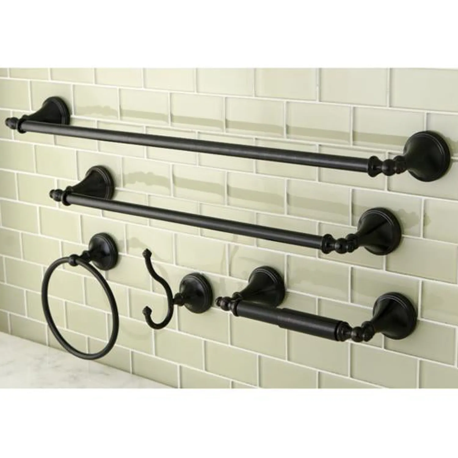 Online Naples Collection 5-Piece Towel Bar Bath Hardware Set Towel Rings|Accessory Packages