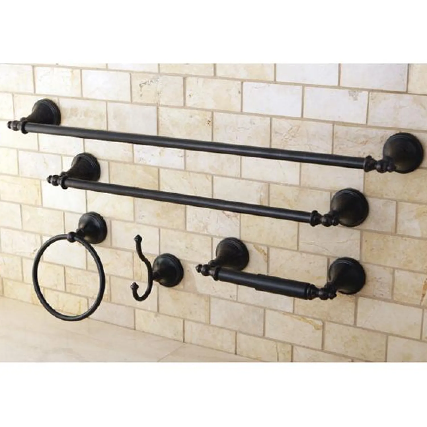 Online Naples Collection 5-Piece Towel Bar Bath Hardware Set Towel Rings|Accessory Packages