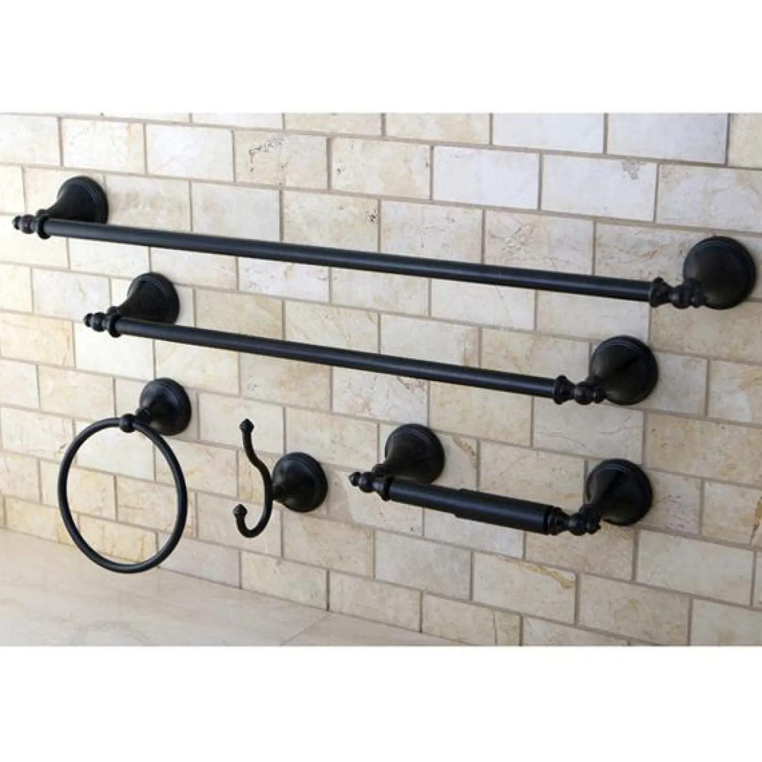 Online Naples Collection 5-Piece Towel Bar Bath Hardware Set Towel Rings|Accessory Packages