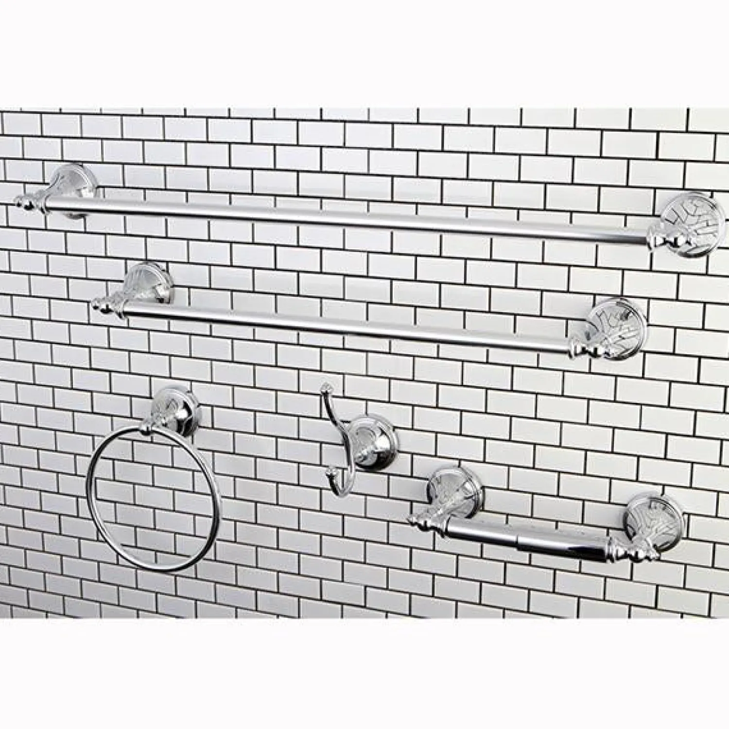 Online Naples Collection 5-Piece Towel Bar Bath Hardware Set Towel Rings|Accessory Packages