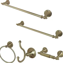 Online Naples Collection 5-Piece Towel Bar Bath Hardware Set Towel Rings|Accessory Packages