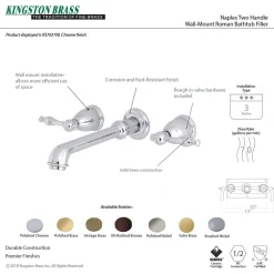 New Naples 2-Handle Wall Mount Roman Tub Faucet Tub Faucets
