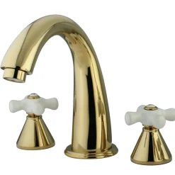 Hot Naples Roman Tub Filler with Porcelain Cross Handle Tub Faucets