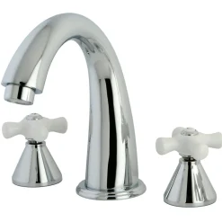 Hot Naples Roman Tub Filler with Porcelain Cross Handle Tub Faucets