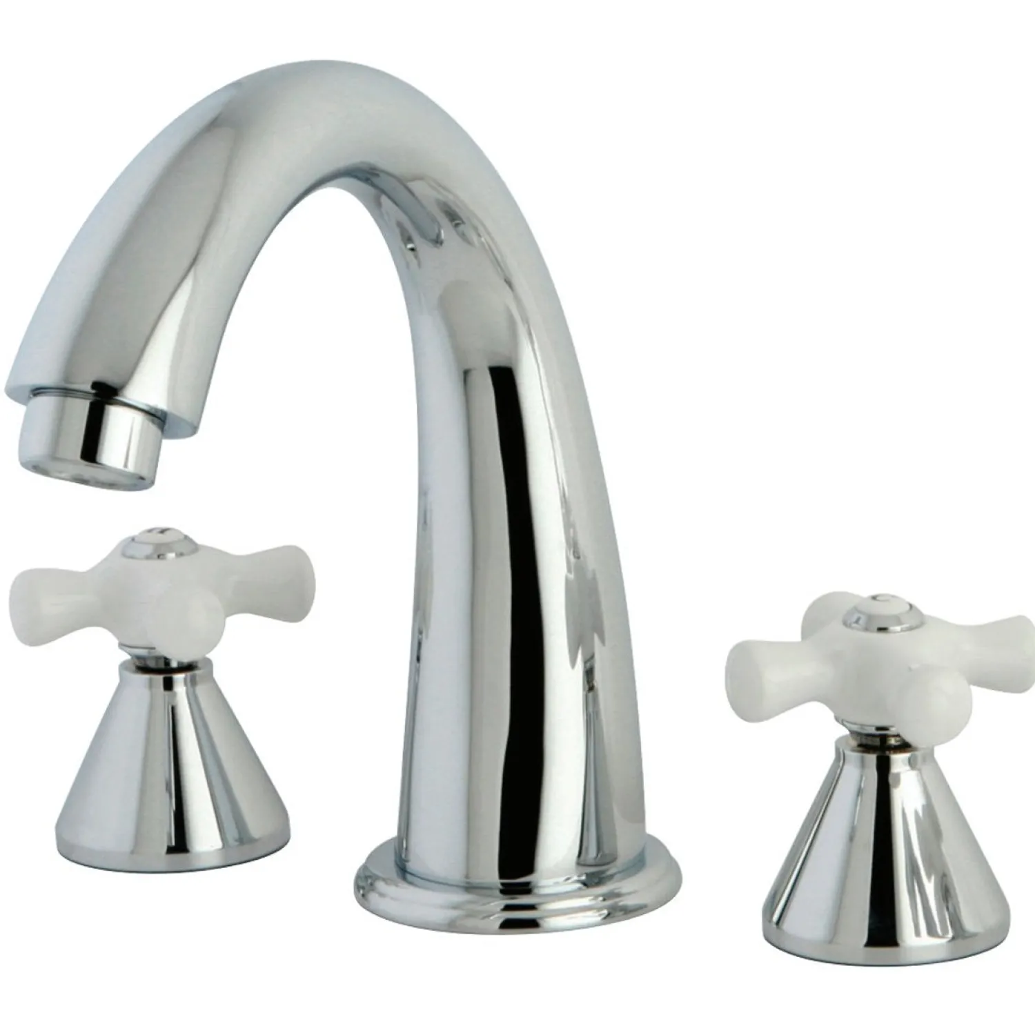 Hot Naples Roman Tub Filler with Porcelain Cross Handle Tub Faucets