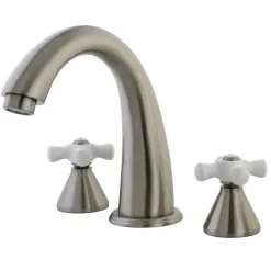 Hot Naples Roman Tub Filler with Porcelain Cross Handle Tub Faucets