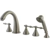 Online Naples Three Handle Roman Tub Filler with Hand Shower in Satin Nickel Tub Faucets