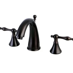 Best Naples Two Handle Deck Mount 8" to 16" Widespread Lavatory Faucet with Brass Pop-up 8" Widespread