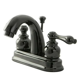 Discount NB5610AL Water Onyx 4 inch Centerset Lavatory Faucet with ABS/Brass Pop up Drain in Black Nickel 4