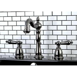 Discount NB1970AL Water Onyx Widespread Lavatory Faucet with Lever Handles and ABS/Brass Pop up Drain in Black Nickel 8" Widespread