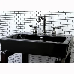 Discount NB1970AL Water Onyx Widespread Lavatory Faucet with Lever Handles and ABS/Brass Pop up Drain in Black Nickel 8