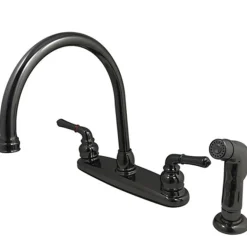 Best NB790SP Water Onyx Two Handle Centerset Kitchen Faucet and Matching Side Sprayer in Black Nickel Faucets With Side Spray