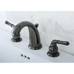 New NB980 Water Onyx Two Handle Widespread Lavatory Drain in Black Nickel 8