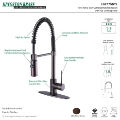 Hot New York Gourmetier Single-Handle Pull-Down Kitchen Faucet Single Hole