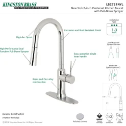 Outlet New York Gourmetier Deck Mount Single-Handle Pull-Down Kitchen Faucet Single Hole