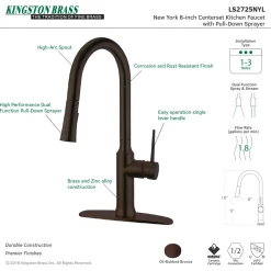 Outlet New York Gourmetier Deck Mount Single-Handle Pull-Down Kitchen Faucet Single Hole