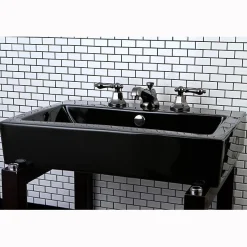 Sale NS4460AL Water Onyx Widespread Lavatory Faucet with Lever Handles and Brass Pop up Drain in Black Nickel 8