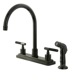 Sale NS8790DKLSP Water Onyx 8 inch Centerset Kitchen Faucet with Lever Handles and Matching Side Sprayer in Black Nickel Faucets With Side Spray
