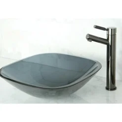 Outlet NS8410DKL Water Onyx Single Handle Vessel Sink Faucet with Anti-Slide Handle Sleeve Less Pop up and Plate in Black Nickel Vessel Faucets