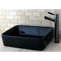 Outlet NS8410DKL Water Onyx Single Handle Vessel Sink Faucet with Anti-Slide Handle Sleeve Less Pop up and Plate in Black Nickel Vessel Faucets