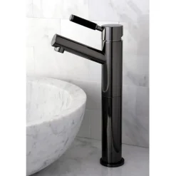Outlet NS8410DKL Water Onyx Single Handle Vessel Sink Faucet with Anti-Slide Handle Sleeve Less Pop up and Plate in Black Nickel Vessel Faucets